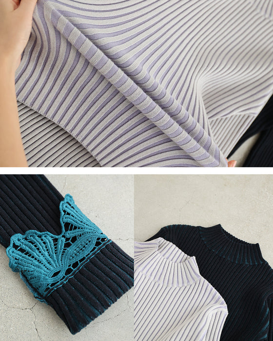 錯視シャドーラインニット