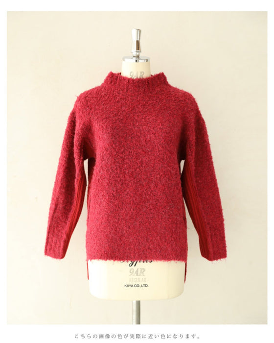 冬の赤を愉しむ。前後異素材ニットプルオーバートップス