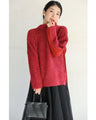 冬の赤を愉しむ。前後異素材ニットプルオーバートップス
