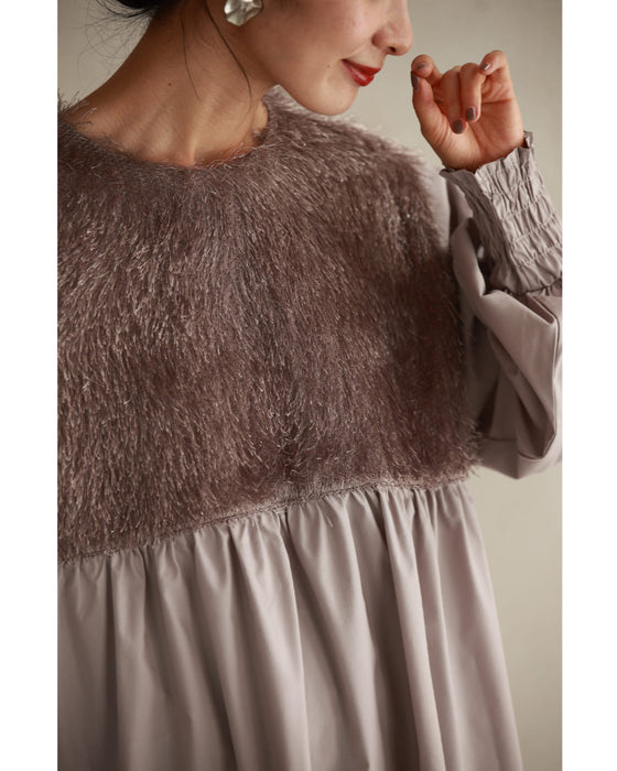 前後ふわふわシャギーのAラインチュニック