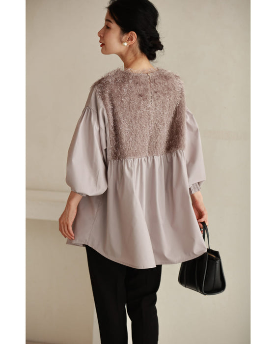 前後ふわふわシャギーのAラインチュニック