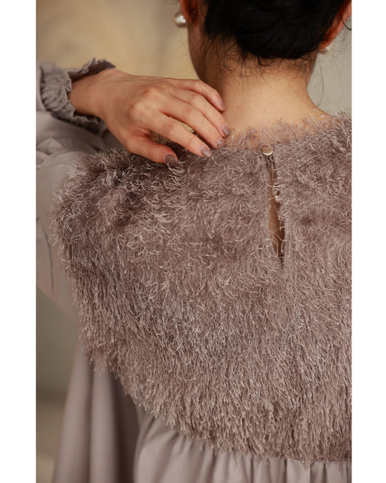 前後ふわふわシャギーのAラインチュニック