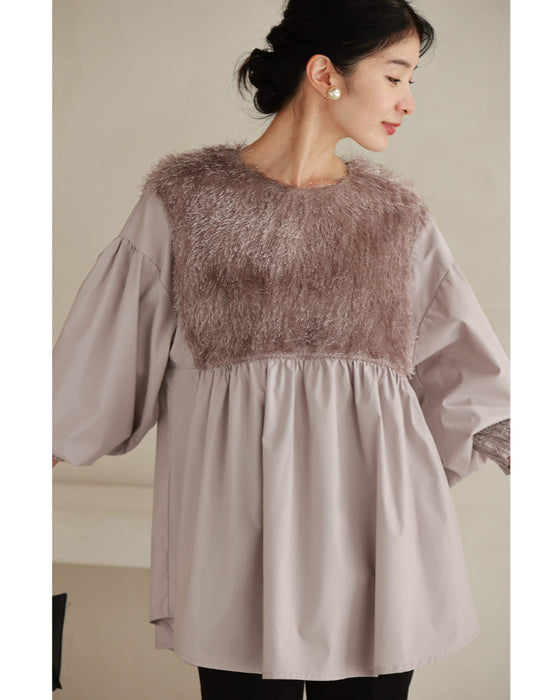 前後ふわふわシャギーのAラインチュニック