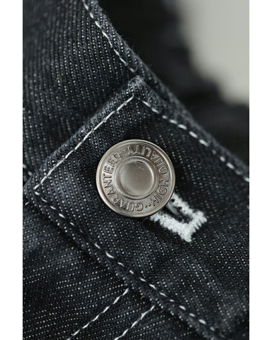 縁取りパールポケットのデニムパンツ