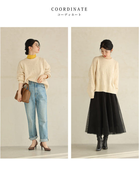 360度に瞬くビジューニットプルオーバートップス