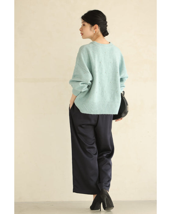 360度に瞬くビジューニットプルオーバートップス