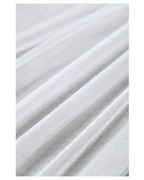 Switching sheer veil long shirt