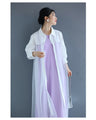 Switching sheer veil long shirt