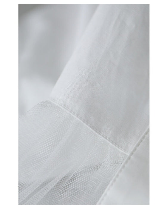 Switching sheer veil long shirt