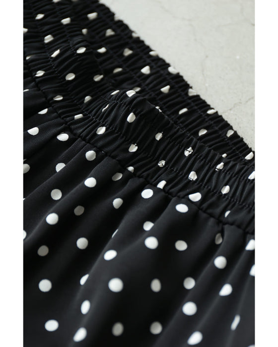 軽くて柔らかなドット柄ワイドパンツ