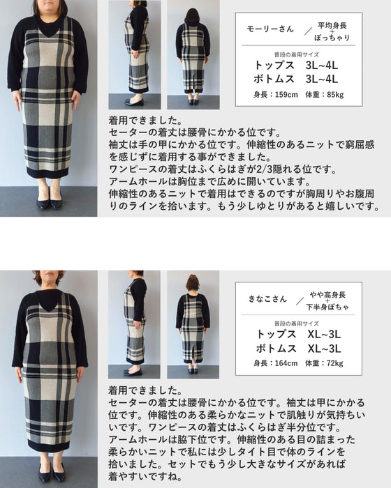 チェックワンピースとニットプルオーバーの2点セット【set】