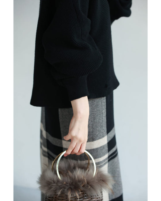 チェックワンピースとニットプルオーバーの2点セット【set】