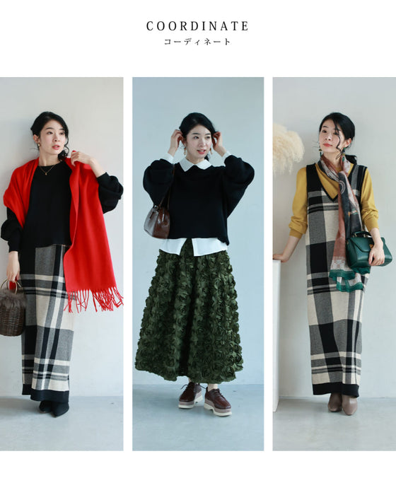 チェックワンピースとニットプルオーバーの2点セット【set】