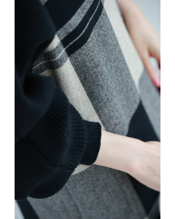 チェックワンピースとニットプルオーバーの2点セット【set】