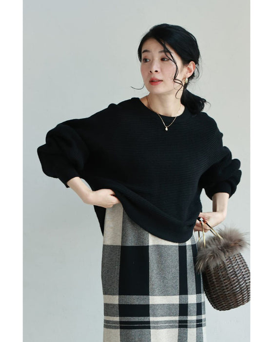 チェックワンピースとニットプルオーバーの2点セット【set】
