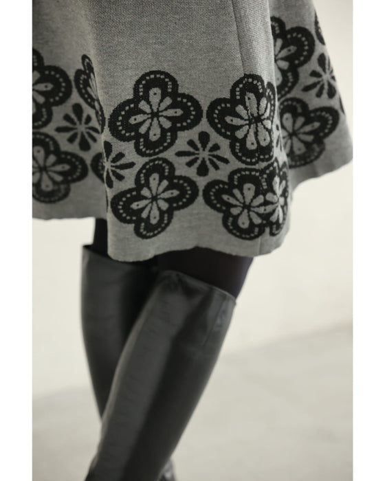 お花スタンプのスヌードとニットミニワンピース2点セット【set】