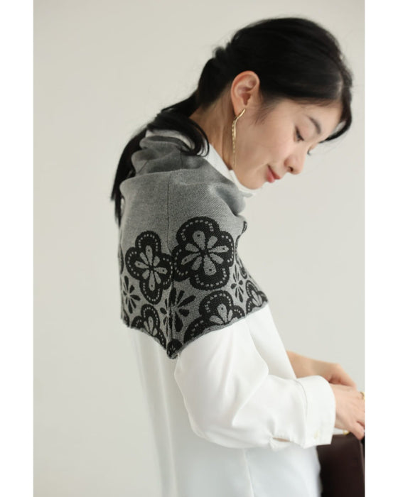 お花スタンプのスヌードとニットミニワンピース2点セット【set】