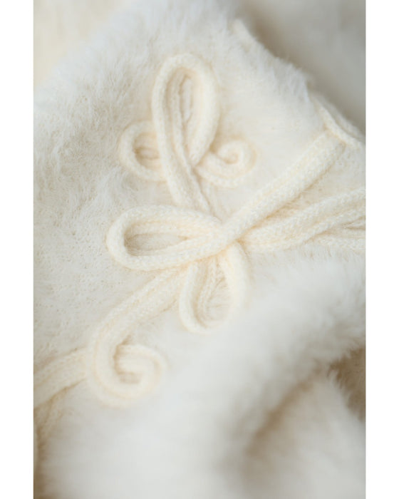 1輪の花モチーフ浮かぶ起毛もちもちニットカーディガン