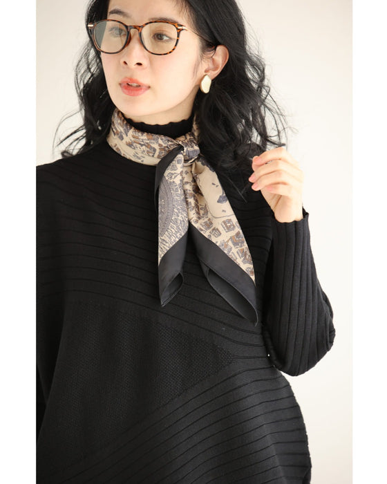 変形ラインのハイネックニットプルオーバートップス