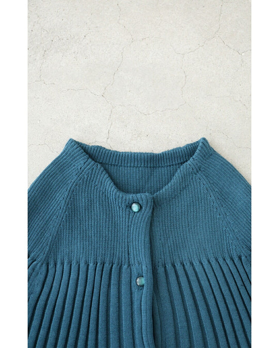 リブ切り替えのバイカラーフレアニットカーディガン