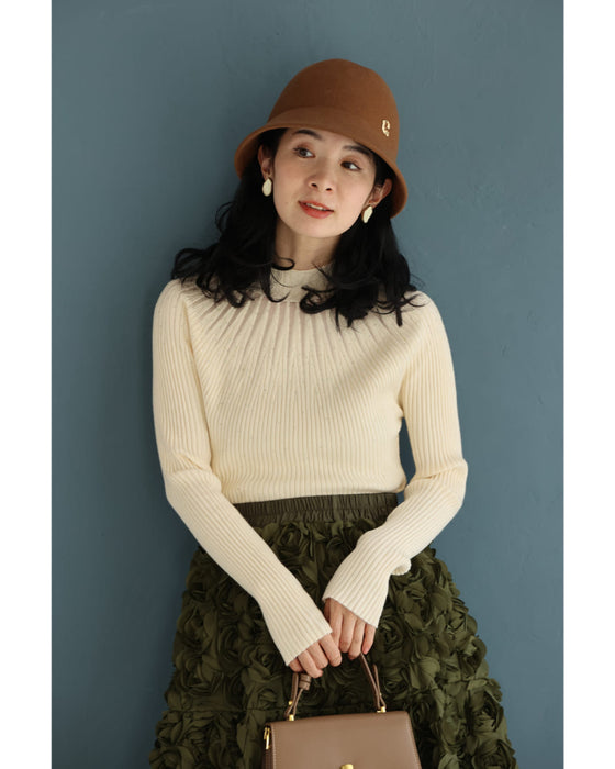 降り注ぐオーロラビジューの流線ラインリブカットソートップス