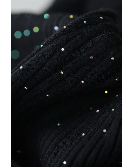 降り注ぐオーロラビジューの流線ラインリブカットソートップス