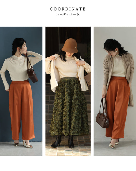 降り注ぐオーロラビジューの流線ラインリブカットソートップス