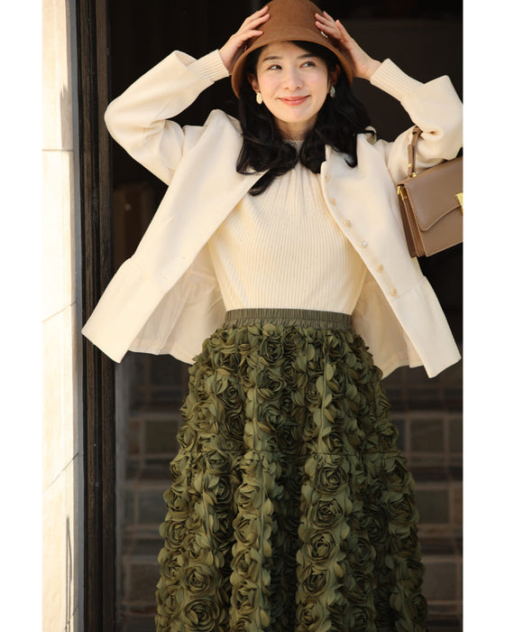 降り注ぐオーロラビジューの流線ラインリブカットソートップス