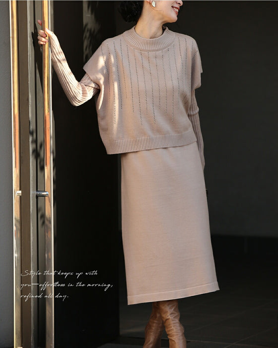 155cm以下の小柄さん向け　コーデに悩む朝にさよなら　ワンピース2点セット【set】