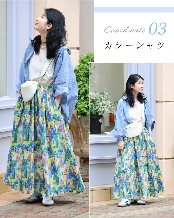 穿くだけで華やぐ アート柄フレアスカート