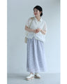 そよぐ葉っぱのシルエット柄ミディアムスカート