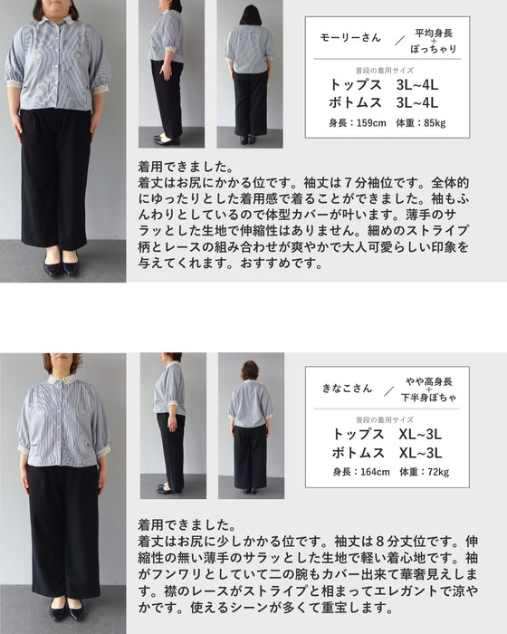 【予約商品】レースを添えたサイドタックブラウストップス