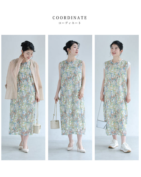 彩りペイントアートの花ベールミディアムワンピース