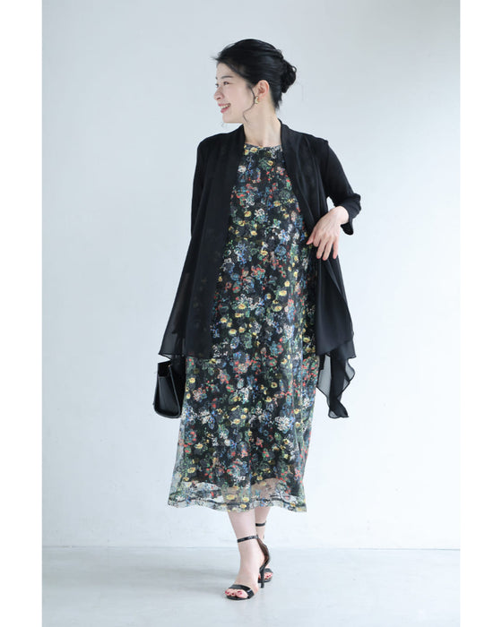 彩りペイントアートの花ベールミディアムワンピース