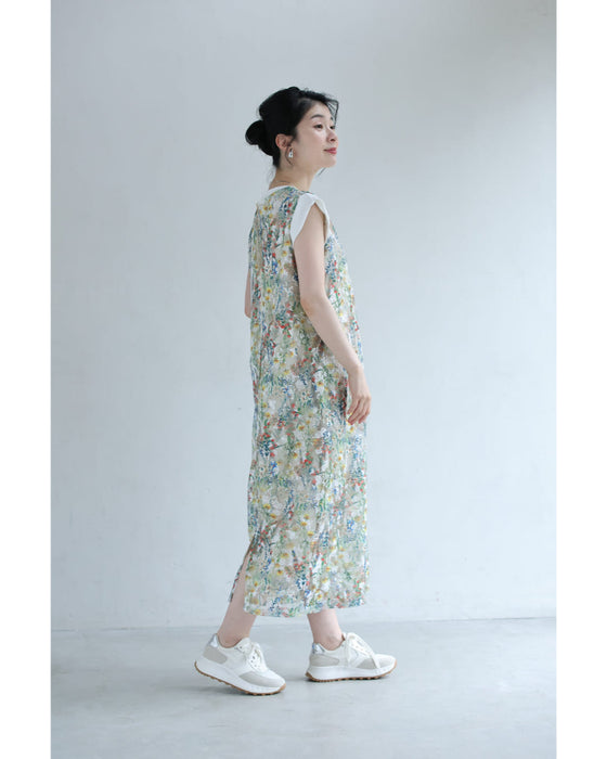 彩りペイントアートの花ベールミディアムワンピース