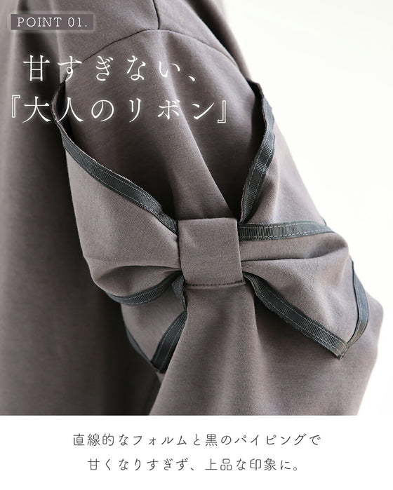 ラクなのに上品 リボン袖カットソー