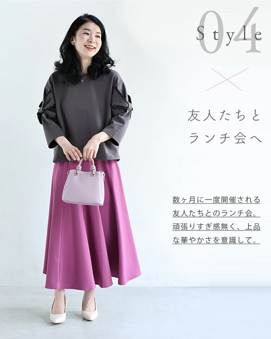 ラクなのに上品 リボン袖カットソー