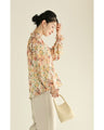 果実と花々のハイネックブラウストップス