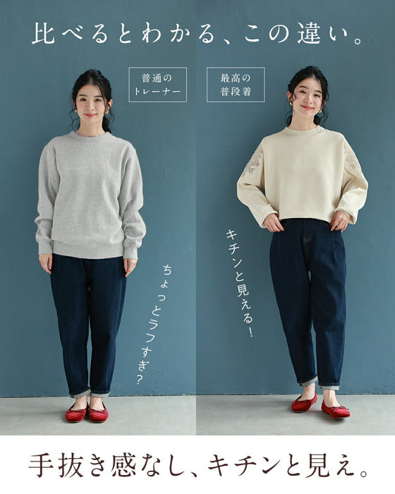 「最高の普段着」肩レースニット トレーナー