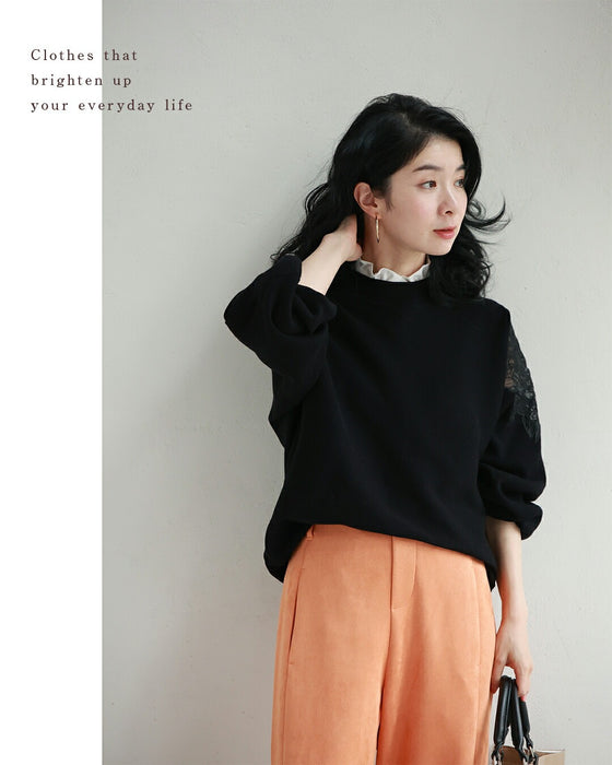 「最高の普段着」肩レースニット トレーナー