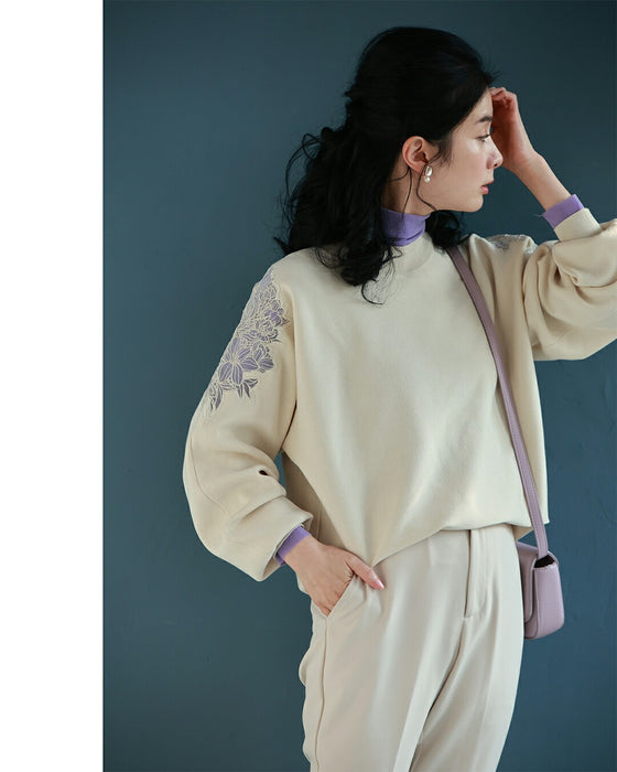 「最高の普段着」肩レースニット トレーナー