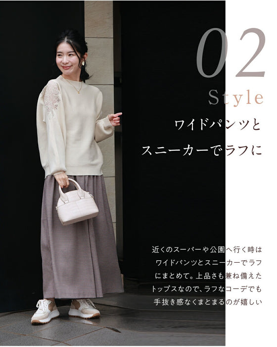 「最高の普段着」肩レースニット トレーナー