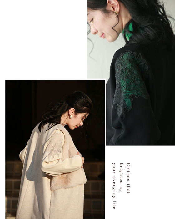 「最高の普段着」肩レースニット トレーナー