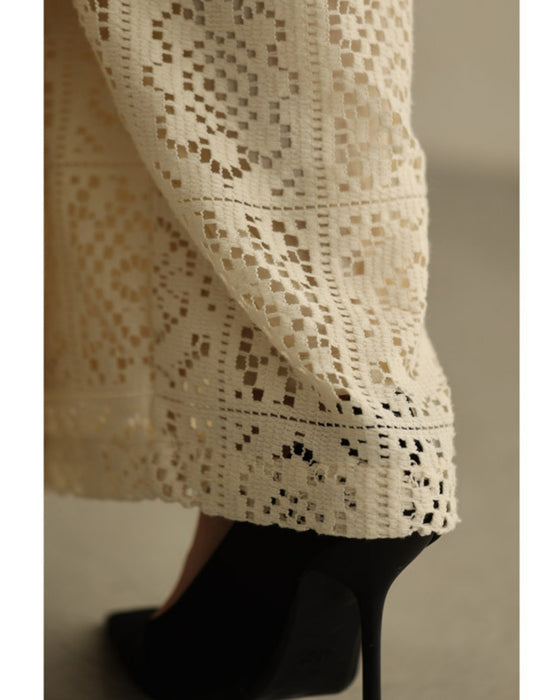 Majolica style lace wide pants