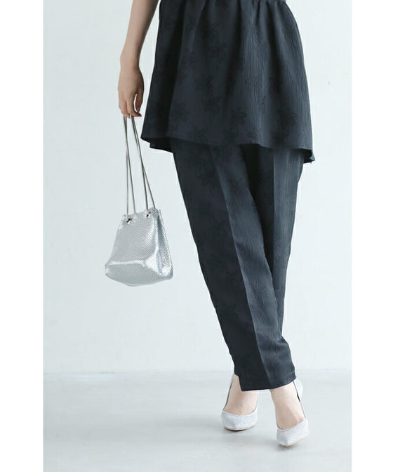 [Sale items cannot be returned or exchanged] Elegant floral jacquard center pleated pants