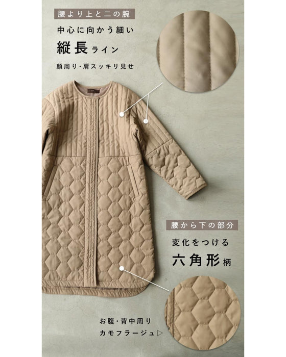 低身長さん用 太って見えない キルティングコート