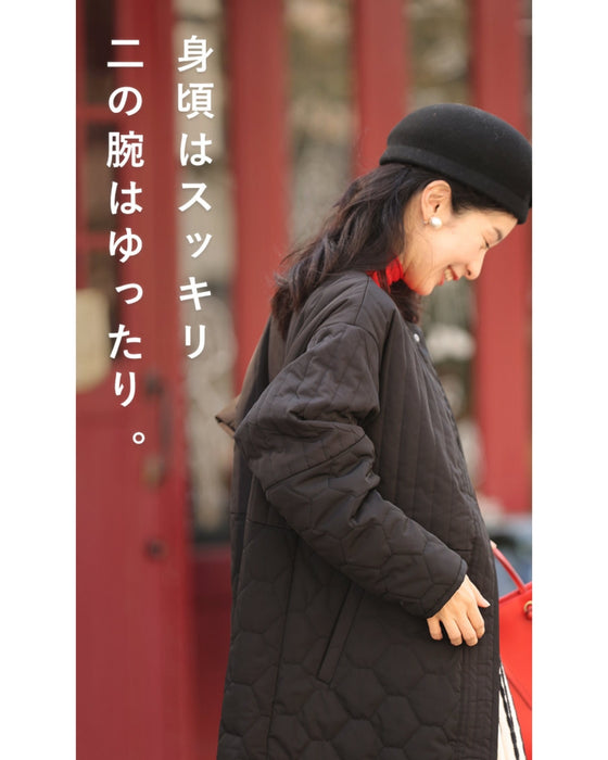 低身長さん用 太って見えない キルティングコート