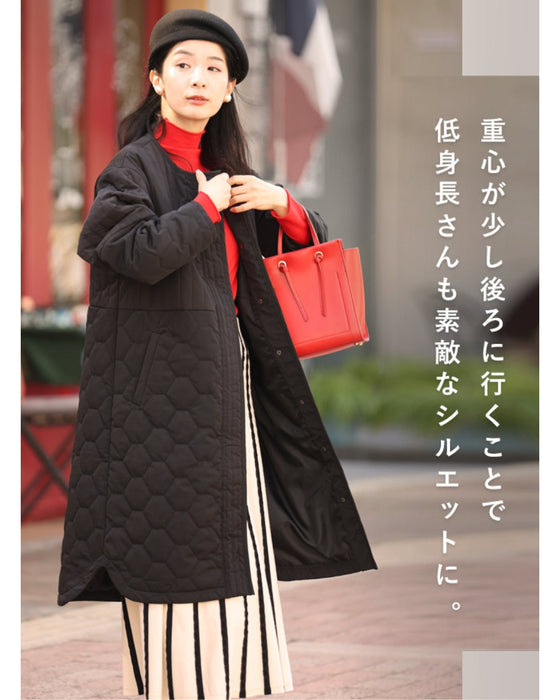 低身長さん用 太って見えない キルティングコート