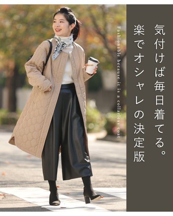 低身長さん用 太って見えない キルティングコート