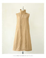 Long gilet vest with two-tone fabrics on front and back